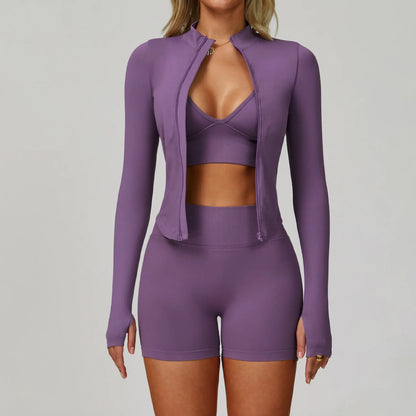 2/3PCS Yoga Suit Sports Set Women Tracksuit Gym Set Seamless Running Workout Set Push Up Long Sleeve Sports Jacket Yoga Clothing