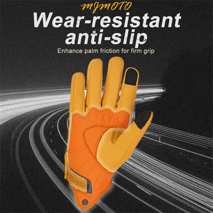 Classic Retro Leather Motorcycle Gloves Summer Wear-Resistant Anti-Slip Men Women Mountain Bike Moto Biker Bicycle Accessories