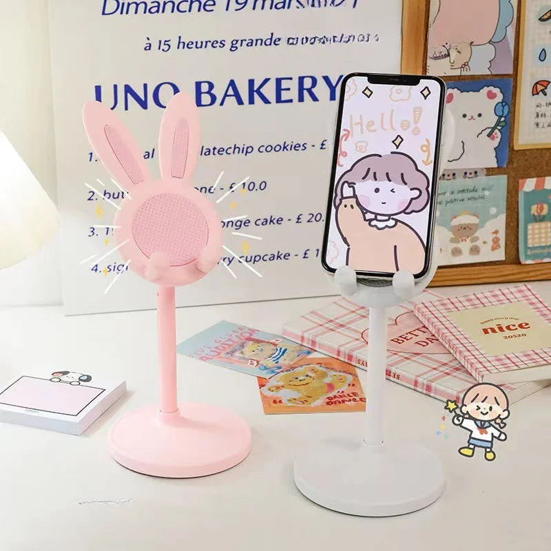 The cute bunny cell phone holder can lift and adjust the accessories of the desk phone holder/phone grip.