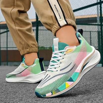 Unisex Running Shoes 2025 Autumn Breathable Mesh Sports Shoes Comfortable Lace-up Flat Sneakers for Men Women