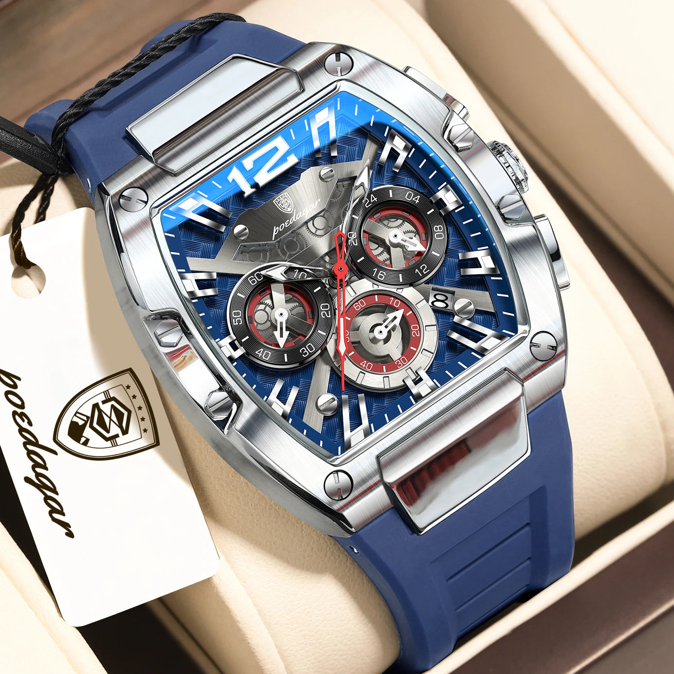 POEDAGAR Luxury Watches For Men Sport Casual Waterproof Luminous Date Man Wristwatch Chronograph Quartz Silicone Men Watch Reloj