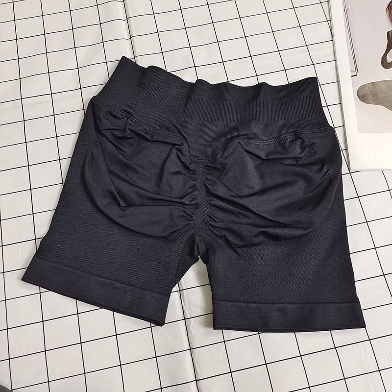 No Logo Dynamic Shorts , Women's Seamless Scrunch  Yoga High Waist Band Gym Short High Stretch Workout Biker Shorts