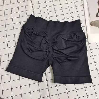 No Logo Dynamic Shorts , Women's Seamless Scrunch  Yoga High Waist Band Gym Short High Stretch Workout Biker Shorts