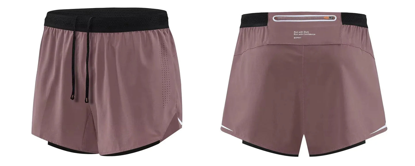Men Running Shorts Gym Marathon Track Sports Shorts 2 In 1 Quick Dry Workout Training Gym Fitness Short Pants Summer Men Shorts
