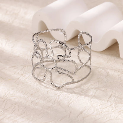 Stainless Steel Bracelet For Women Men Aesthetic Flower Leaf Bangle Opening Gold Color Geometric Bangles Bracelets Femme Jewelry