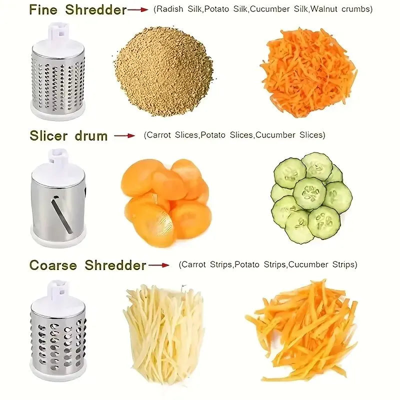 Vegetable Cutter & Slicer Manual Kitchen Cheese Chopper Machine with 3 Sharp Drums Multifunctional Garlic Potato Shredder 2025
