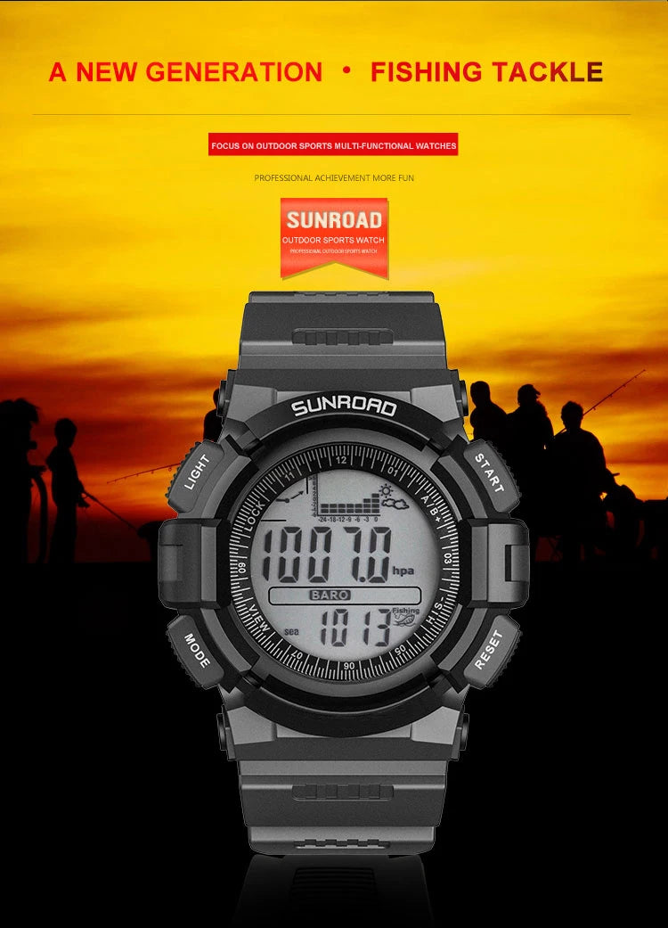 SUNROAD New 715A Sports Watch Altimeter Men's Digital Watches For Men Fishing Clock 3ATM Waterproof Present Reloj Hombre