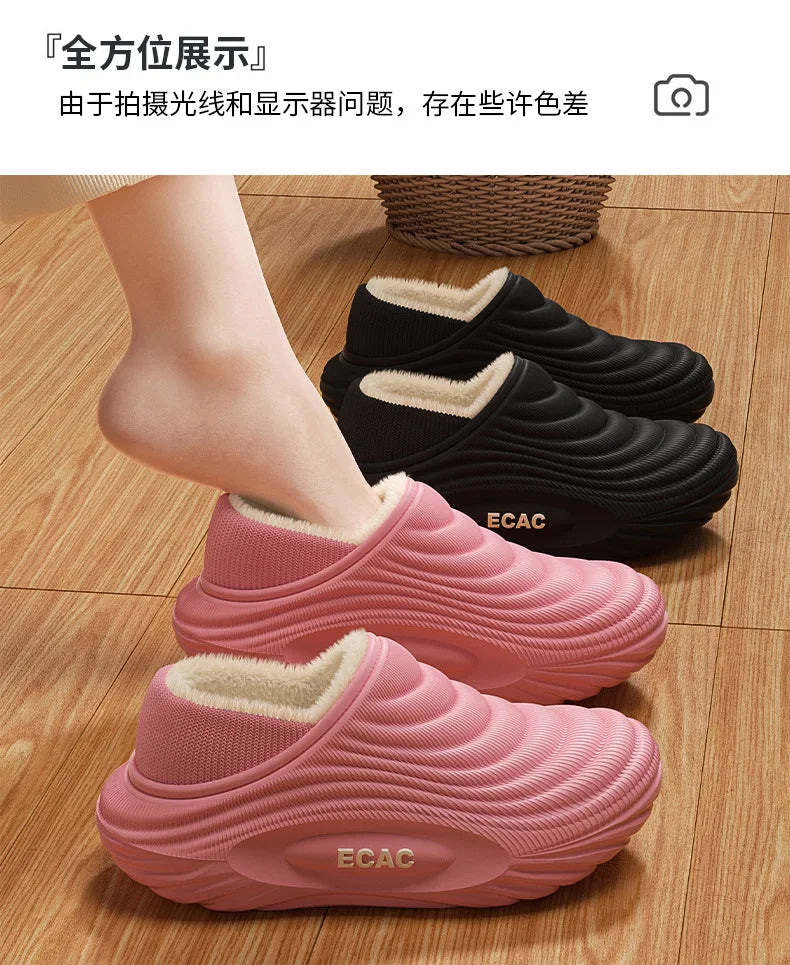 Winter Warm Slipper Women Fluffy Fur Plush Indoor Lazy Thermal Furry Home House Fuzzy Shoe Flat Flip Flop Ladies Slide Men Male