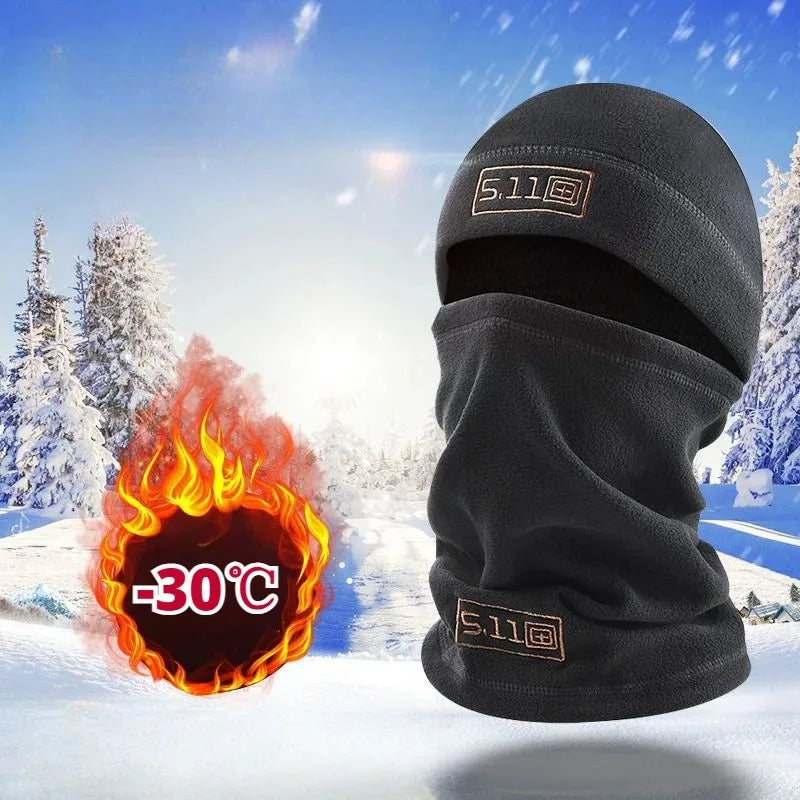 Tactical Fleece Hat&amp;Scarf Set Thermal Head Cover Winter Warm Balaclava Face Mask Sports Cycling Bonnet Neck Protector