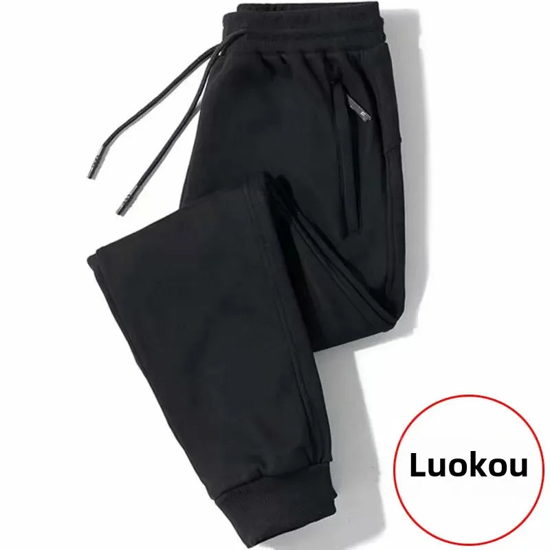 Men's Loose-Fit Fleece-Lined Long Casual Pants Autumn/Winter 2024 Spring/Autumn Korean Style Straight-Leg Pants For Youth