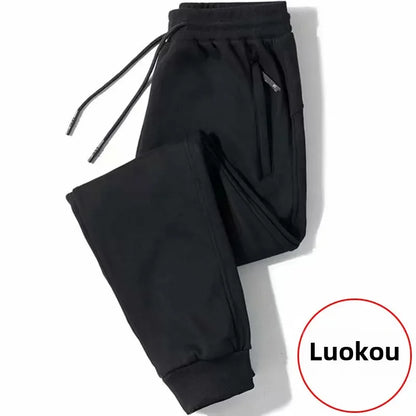 Men's Loose-Fit Fleece-Lined Long Casual Pants Autumn/Winter 2024 Spring/Autumn Korean Style Straight-Leg Pants For Youth