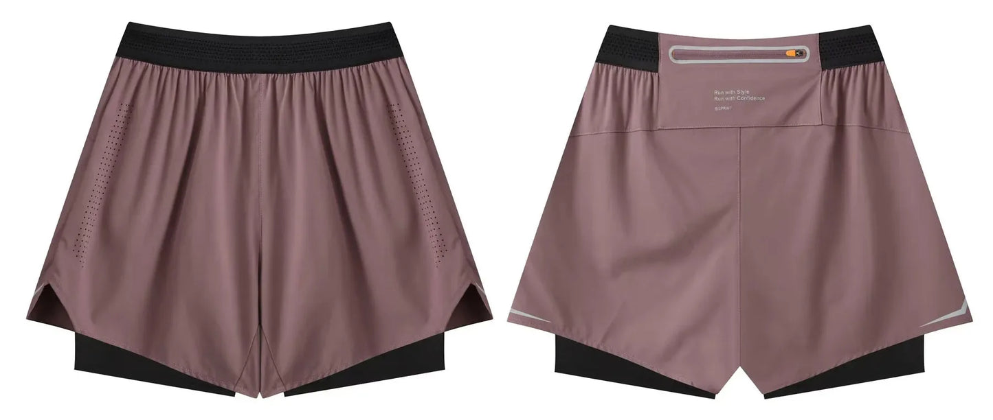 Men Running Shorts Gym Marathon Track Sports Shorts 2 In 1 Quick Dry Workout Training Gym Fitness Short Pants Summer Men Shorts