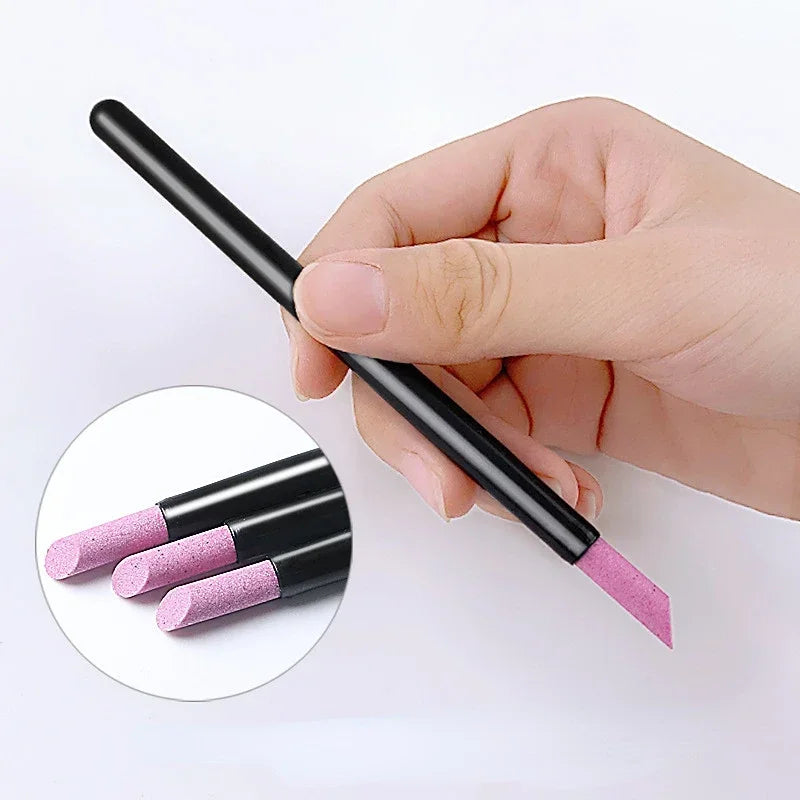 Portable Quartz Grinding Sanding Pen Nail Cuticle Pusher Dead Skin Remove Pushers Nail Polish Manicure Stick Nail Files Tools
