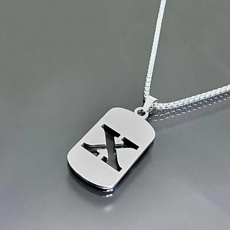 Stainless steel Men Women Pendant Necklace Hollow 26 Mother Without Plating Design  Style Hip Hop Chain for Daily Wear and Gift