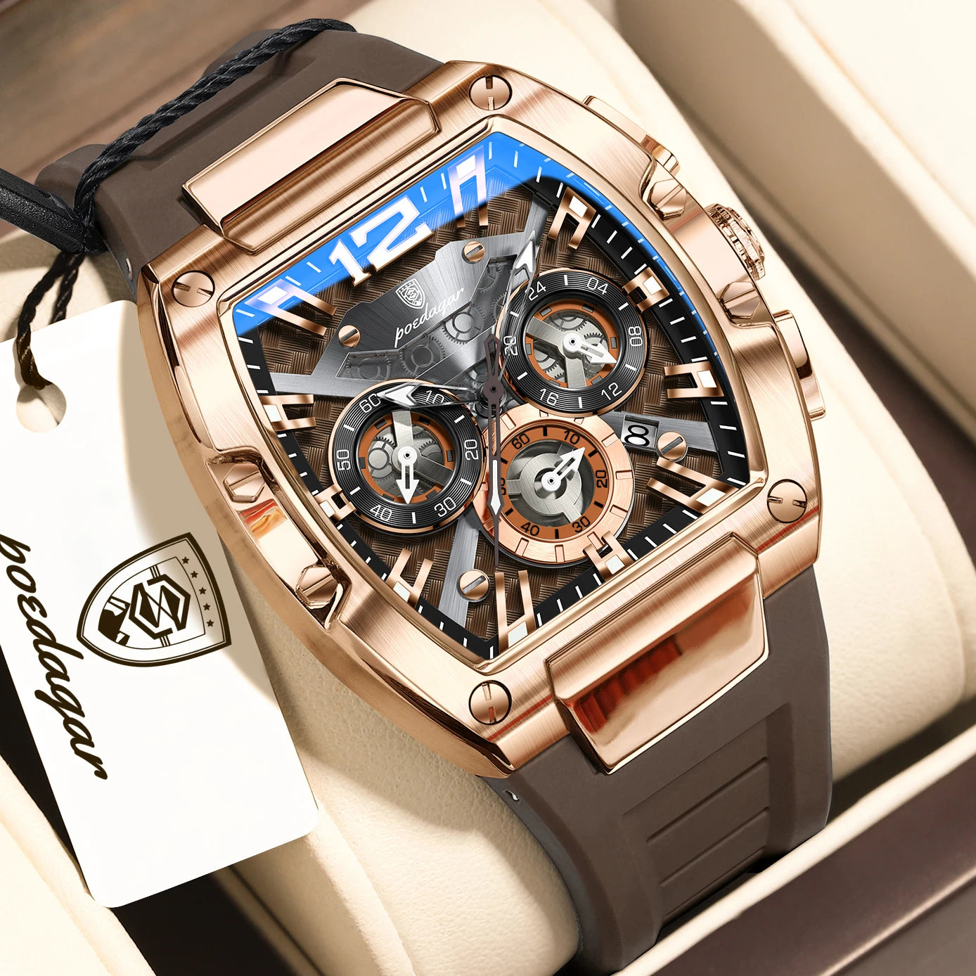 POEDAGAR Luxury Watches For Men Sport Casual Waterproof Luminous Date Man Wristwatch Chronograph Quartz Silicone Men Watch Reloj