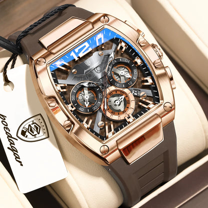 POEDAGAR Luxury Watches For Men Sport Casual Waterproof Luminous Date Man Wristwatch Chronograph Quartz Silicone Men Watch Reloj