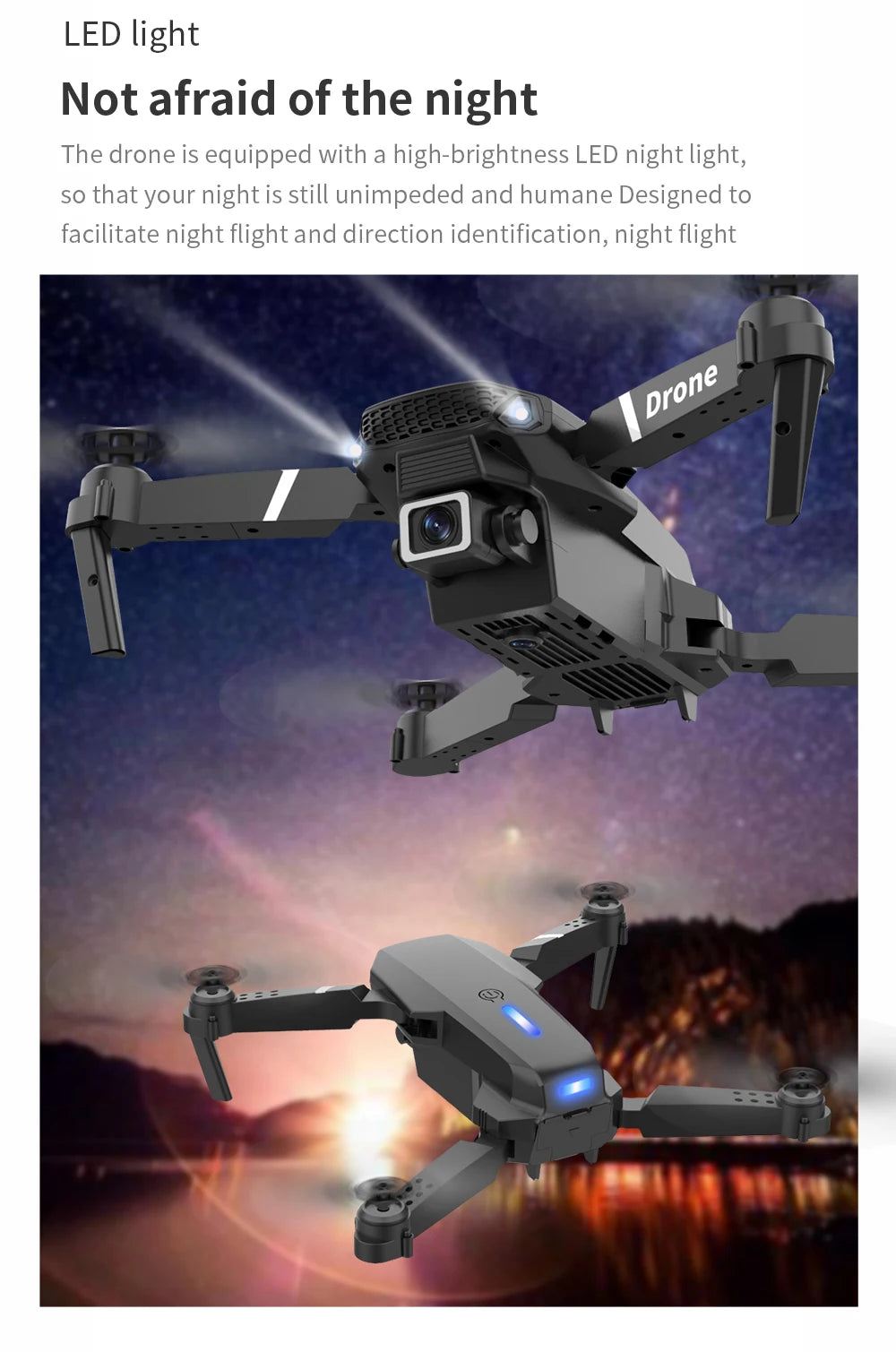 Professional Drone E88 4k wide-angle HD camera WiFi fpv height Hold Foldable RC quadcopter helicopter Camera-free children's toys