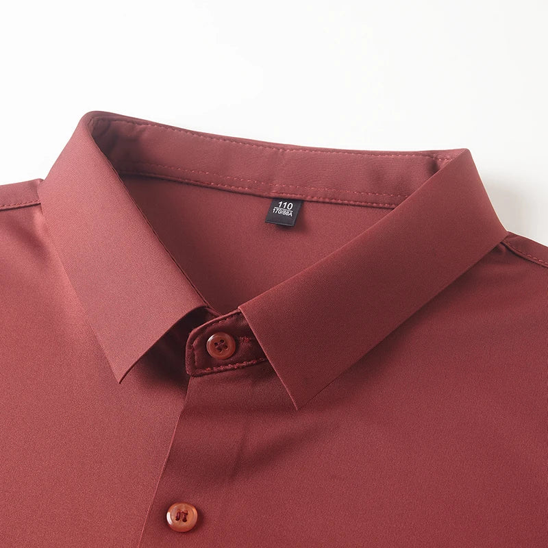 Men's Ultra Stretch Short Sleeve T-Shirt Business Casual Breathable Stretchable Abrasion-Resistant Solid Color Short Sleeve Shirt