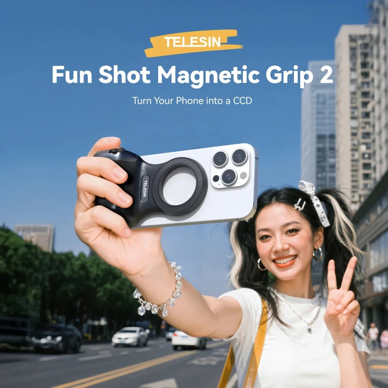 TELESIN Phone Camera Shoot Hand Grip Magnetic Smart Phone Holder Shooting Aid Remote Control Handle For Iphone Android Phone