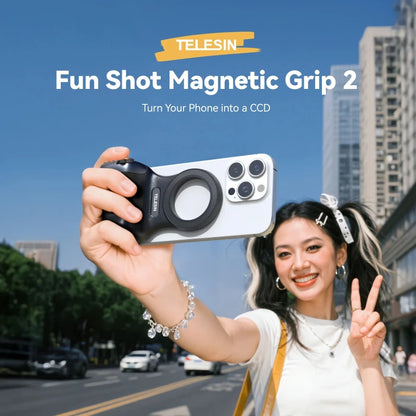 TELESIN Phone Camera Shoot Hand Grip Magnetic Smart Phone Holder Shooting Aid Remote Control Handle For Iphone Android Phone