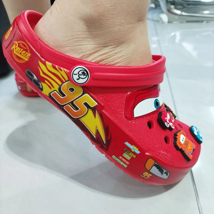 Mcqueens Pixar Cars Cartoon Kawaii Waterproof Breathable Eva Slippers For Adults Solid Outdoor Sandals With Holes Casual Shoes