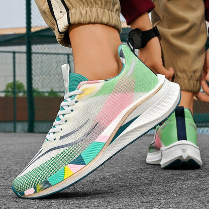 Unisex Running Shoes 2025 Autumn Breathable Mesh Sports Shoes Comfortable Lace-up Flat Sneakers for Men Women