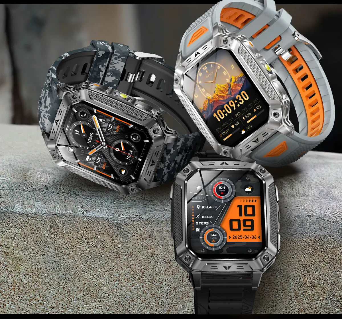 Robust military smart watch 1400Mah battery fitness tracking 10ATM waterproof tactical sports flashlight men's phone watch