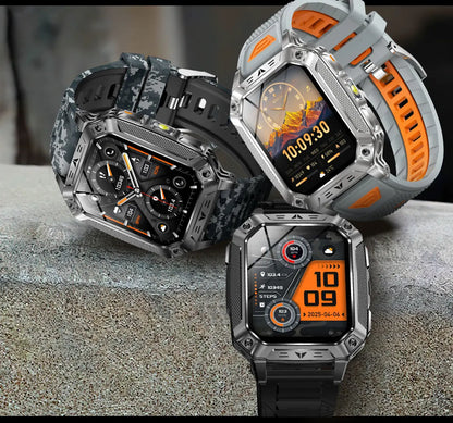 Robust military smart watch 1400Mah battery fitness tracking 10ATM waterproof tactical sports flashlight men's phone watch