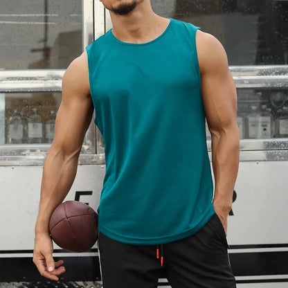 Summer Marathon Quick Dry Sports Tank Top Men's Sleeveless Tank Top Running Training Basketball Loose Fit Tank Top