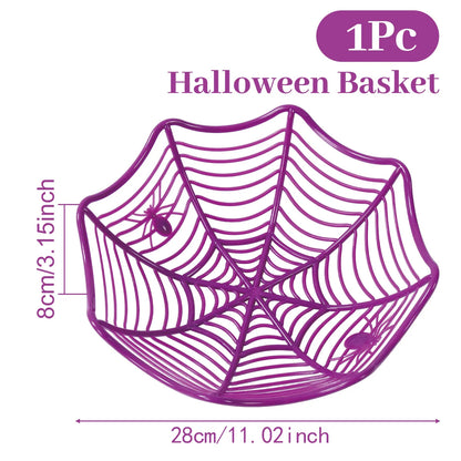 Halloween Spider Web Dessert Basket, Halloween Party Decoration 2025, Candy Bowl, Haunted House, Trick or Treat, Party Supplies, Snack Tray