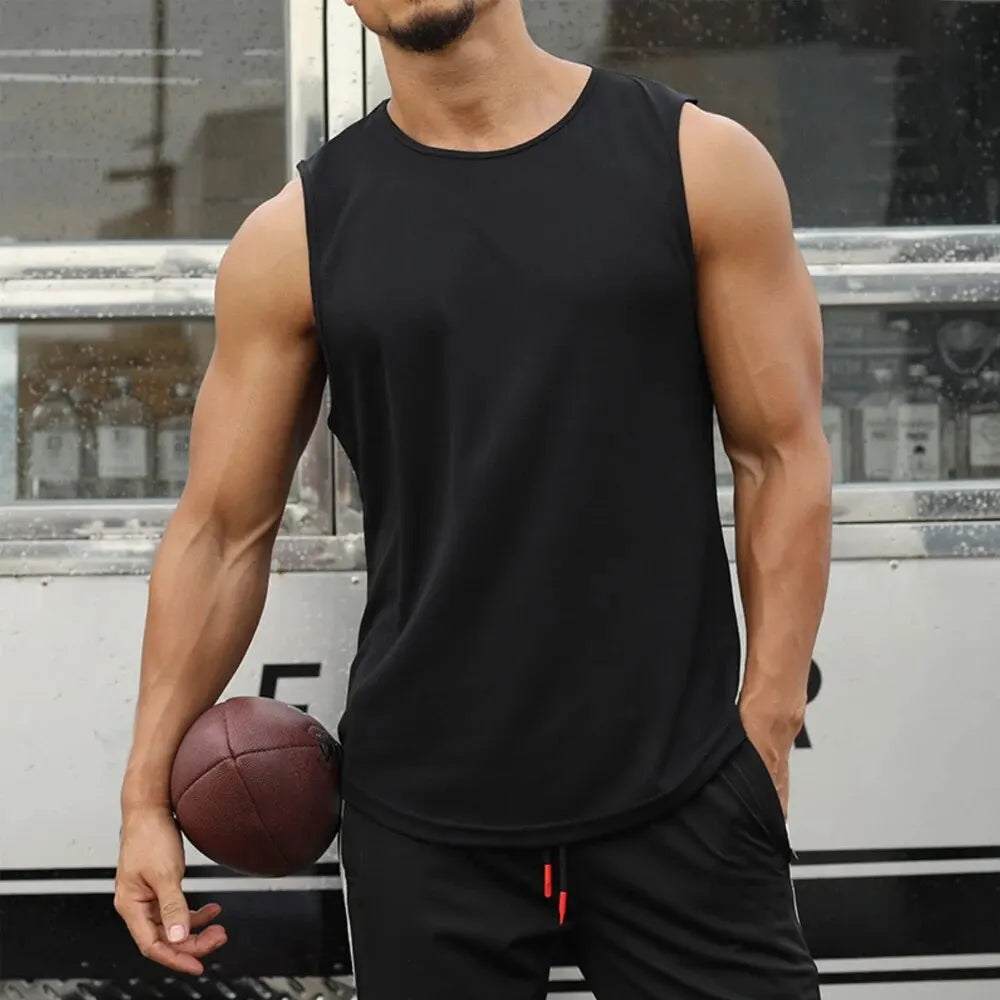 Summer Marathon Quick Dry Sports Tank Top Men's Sleeveless Tank Top Running Training Basketball Loose Fit Tank Top