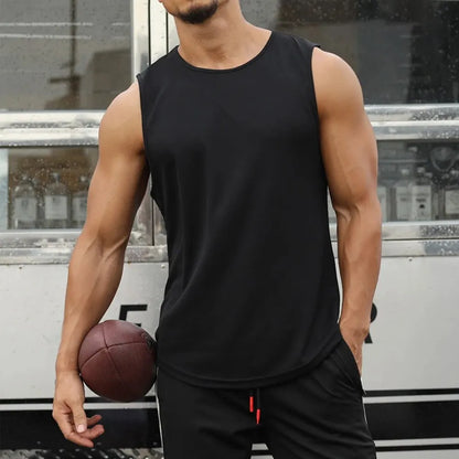 Summer Marathon Quick Dry Sports Tank Top Men's Sleeveless Tank Top Running Training Basketball Loose Fit Tank Top
