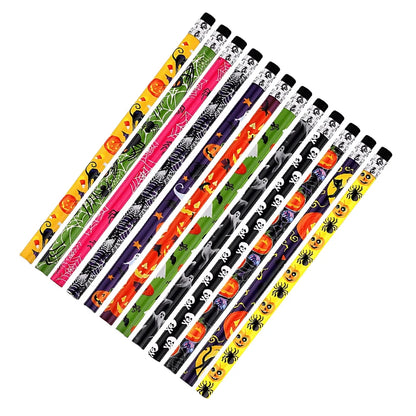 12-36 pcs Halloween Style Pencils Random Design HB Pencil Cartoon Eraser Halloween Themed Stationery Students Gift Boys Girls ZYF