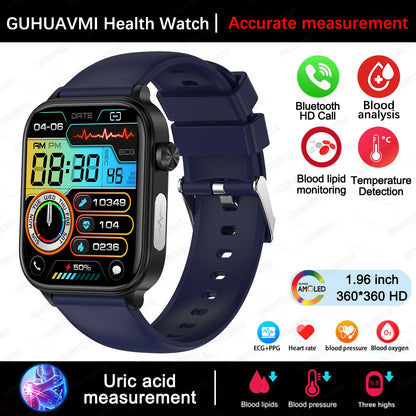 2025 New For XIAOM1 ECG+PPG Blood Fat Uric Acid Health Smartwatch Men Women Heart Rate Blood Pressure Bluetooth Call Smart Watch