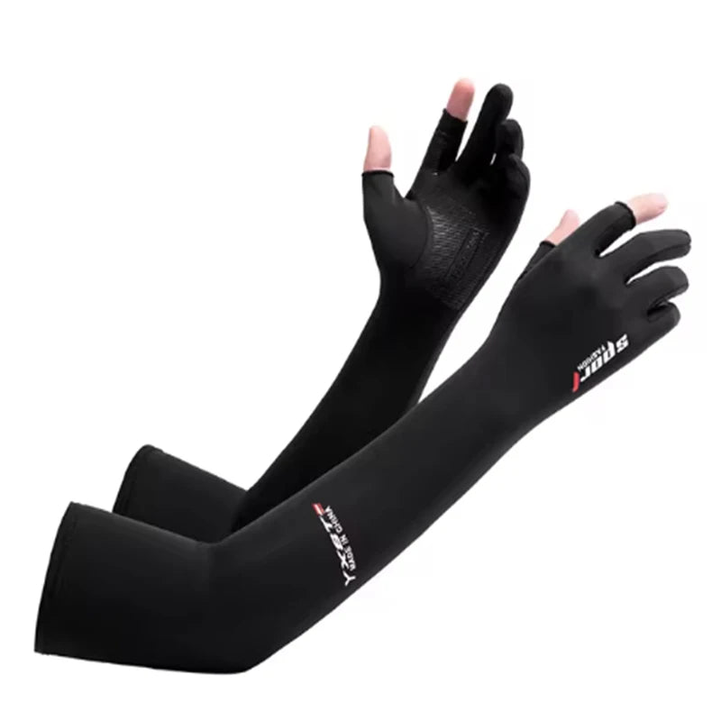 UV Solar Arm Sleeves Long Cuffs for Cycling Men Women Cool Sun Protection Motorcyclist Driving Gloves Hand Cover Summer
