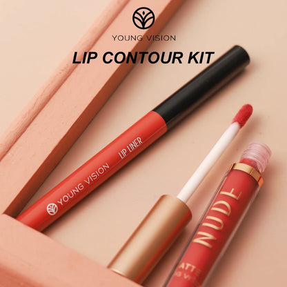YOUNG VISION 2-color matte long-lasting color lip liner set waterproof anti-sweat non-stick cup lip gloss rotatable lip liner