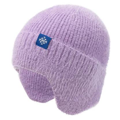Hot Sale Women Earflap Winter Hat Candy Colors Fashion Faux Fur Knitted Hat Kpop Style Soft Beanie Hats Female Streetwear Cap