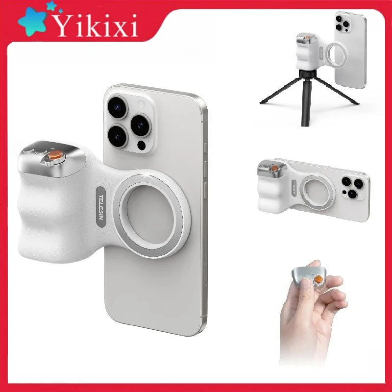 TELESIN Phone Camera Shoot Hand Grip Magnetic Smart Phone Holder Shooting Aid Remote Control Handle For Iphone Android Phone