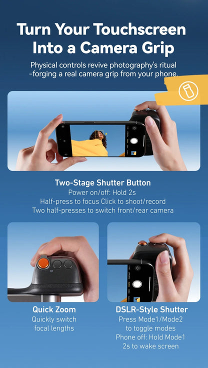 TELESIN Phone Camera Shoot Hand Grip Magnetic Smart Phone Holder Shooting Aid Remote Control Handle For Iphone Android Phone