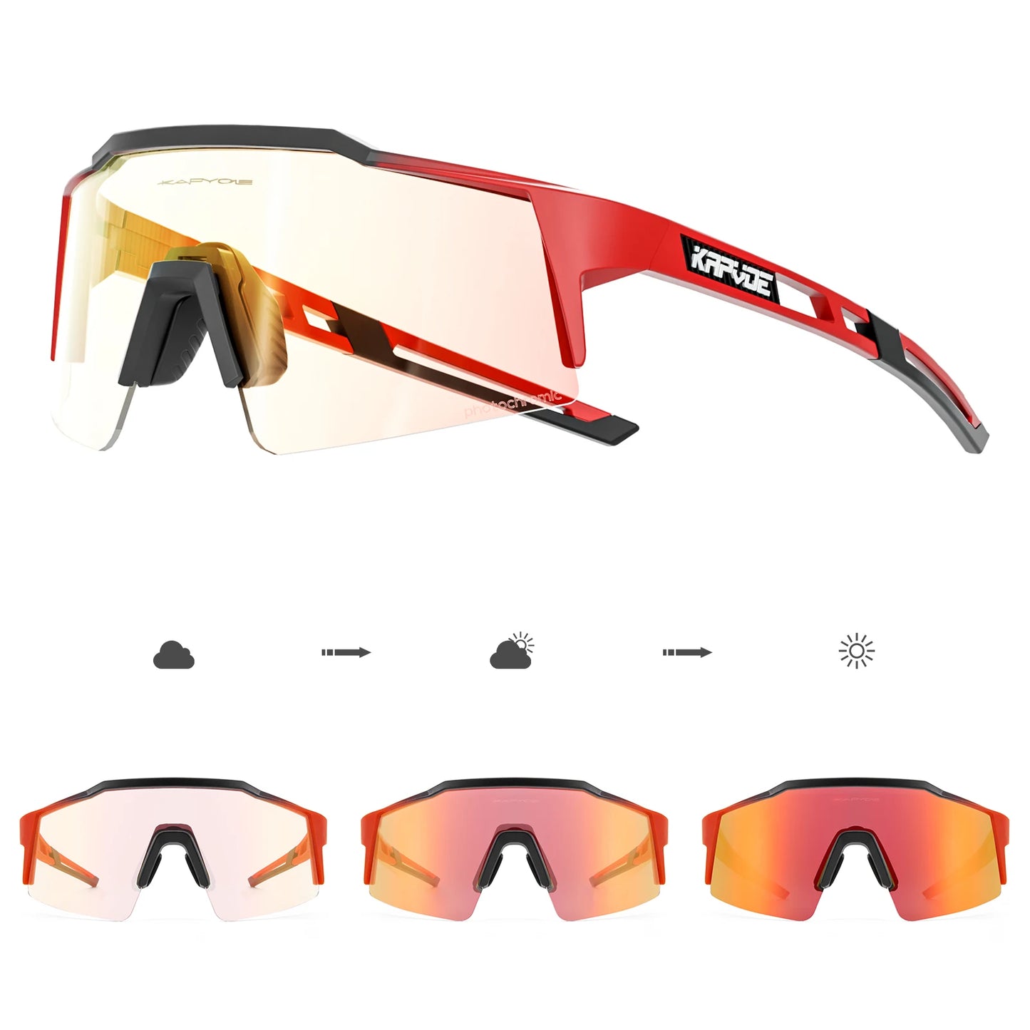 Kapvoe Photochromic Cycling Sunglasses for Men Women Bike Glasses Riding Driving UV400 Mountain Bicycle Goggles Eyewear Sports