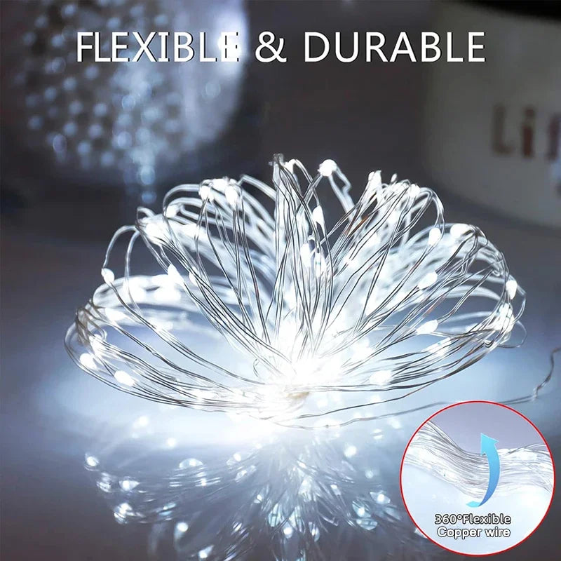 Solar Fairy String Lights Outdoor LED Garden Christmas Decoration Garland Light For Xmas Halloween Thanksgiving Wedding