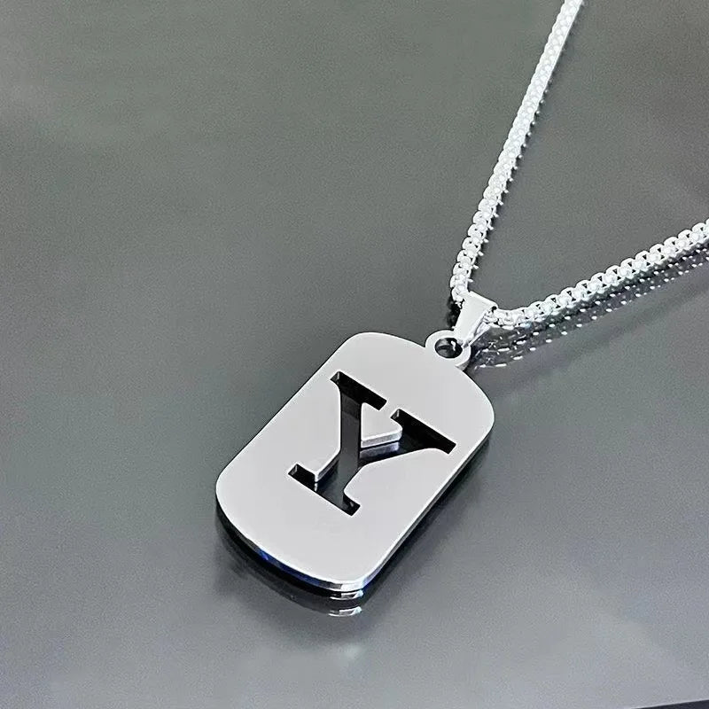 Stainless steel Men Women Pendant Necklace Hollow 26 Mother Without Plating Design  Style Hip Hop Chain for Daily Wear and Gift