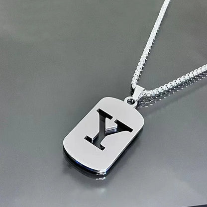 Stainless steel Men Women Pendant Necklace Hollow 26 Mother Without Plating Design  Style Hip Hop Chain for Daily Wear and Gift