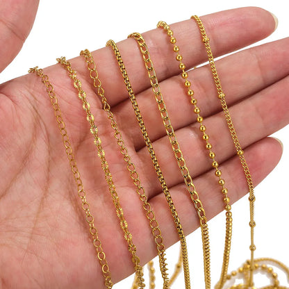 2-meter Lips Beads Chain Stainless Steel Cable Chains for Jewelry Making DIY Necklace Bracelet Accessories Gold Chain Findings