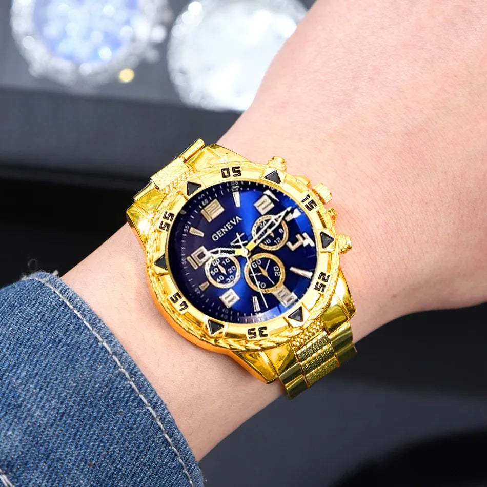 Classic Business Men's Watch Set, Quartz Round Dial Stainless Steel Strap Men's Watches, Ideal Gift Choice