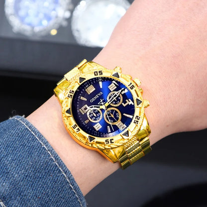 Classic Business Men's Watch Set, Quartz Round Dial Stainless Steel Strap Men's Watches, Ideal Gift Choice