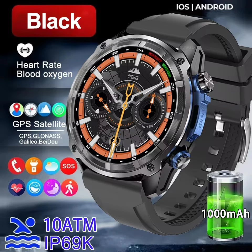 2026 Men GPS New Offline Map Smart Watch 10ATM Waterproof 4GB Route Navigation Clock 1000mAh Battery Outdoors Military Watches