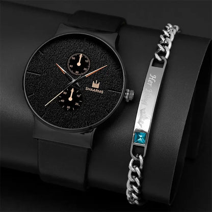 2pcs Set Fashion Mens Sports Watches Man Business Quartz Wristwatch Luxury Men Casual Clock Watch Relogio Masculino