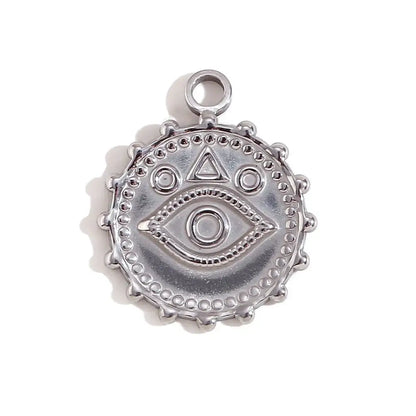Face Sun Oval Cross Sunflower Relief Long Eyelashes Sparkling Eyes A Rose Round Pendant 316L Stainless Steel Silver Color