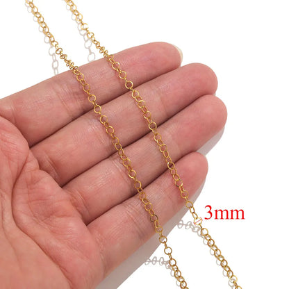 2-meter Lips Beads Chain Stainless Steel Cable Chains for Jewelry Making DIY Necklace Bracelet Accessories Gold Chain Findings